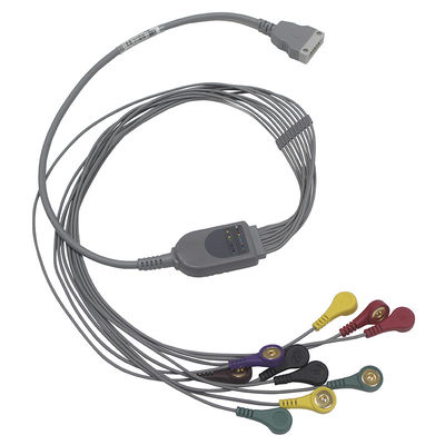 BENEWARE Electrode Lead Cable Straight Holter 3ft ECG Machine Cable IEC Snap