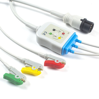 AAMI 6Pin ECG Cable And Leadwires 3 Lead IEC Clip Connector ECG Cable