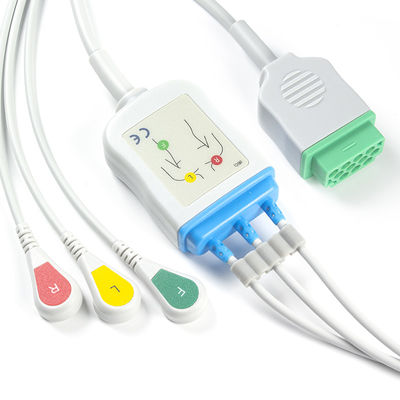 GE Marquette 2021141-002 2001292-001 ECG Cables and Leadwires 3 Lead IEC snap 11pin Connector ECG Cable