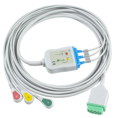 GE Marquette 2021141-002 2001292-001 ECG Cables and Leadwires 3 Lead IEC snap 11pin Connector ECG Cable