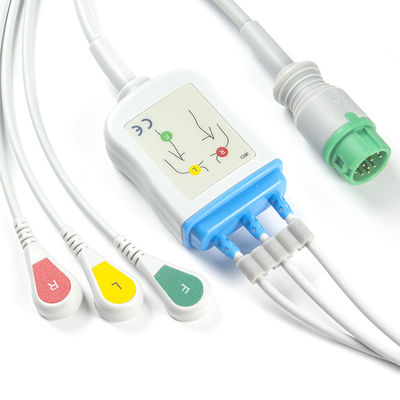 Mindray Datascope 040-000966-00 EA6232A ECG Cables and Leadwires 12pin Connector ECG Cable 3 Lead IEC snap