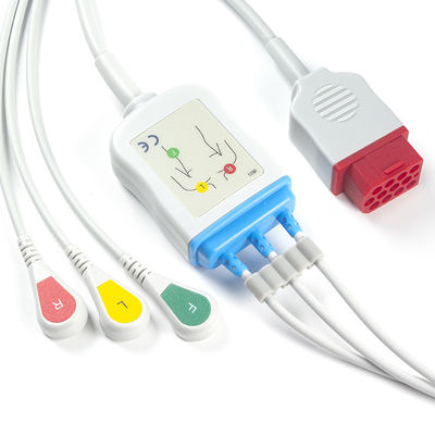 Bionet New Model BM3 BM5 ECG Cables and Leadwires Snap ECG Cable 3 Lead IEC 12 pin Connector