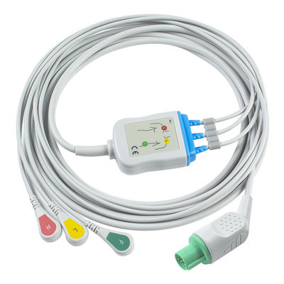 Hellige Compatible Direct-Connect ECG Cable and leadwires for 3Lead IEC Snap