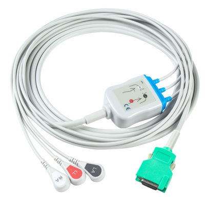 For Nihon Kohden Compatible Direct-Connect ECG Cable and leadwires 3Lead AHA Snap