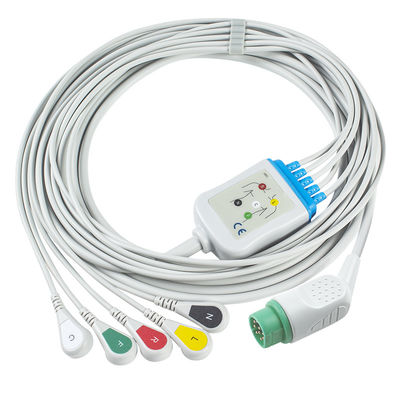 Compatible Siemens Drager 5 Lead Iec Snap Ecg Lead Cable / Ecg Lead Wire Set