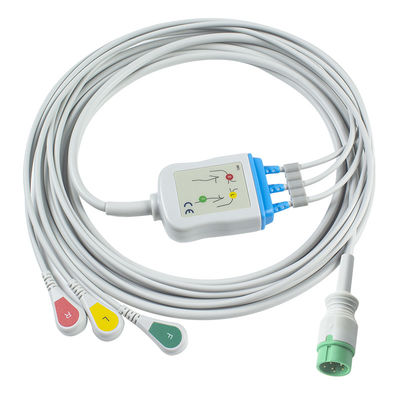 Zoll one-piece ECG Cable and leadwires 6Pin ECG cable 3channel EKG Cable