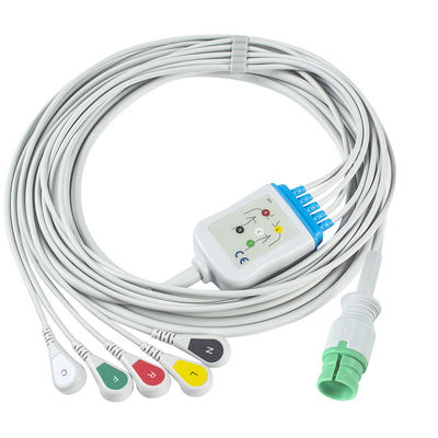 Promed one-piece ECG Cable and leadwires 14Pin ECG cable 5channel EKG Cable