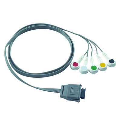 TPU Edan 5Lead ECG Holter Cable IEC Snap Shelf Life 24 months for Biomedical Instrument
