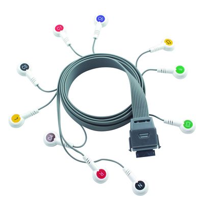Grey 10 Lead ECG Holter Cable Compatible for Edan Biomedical Instrument IEC Snap