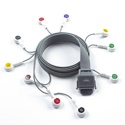 Grey 10 Lead ECG Holter Cable Compatible for Edan Biomedical Instrument IEC Snap