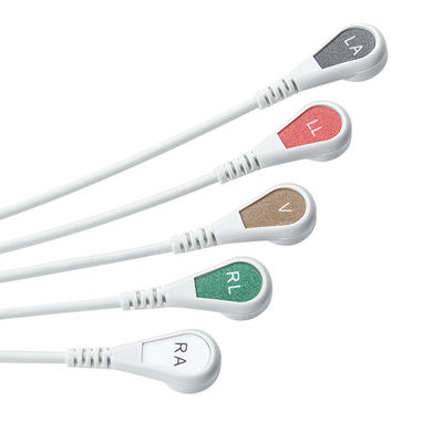 Grey Compatible IVY 5Lead ECG Cable AHA Snap 1m 3.0 diameter