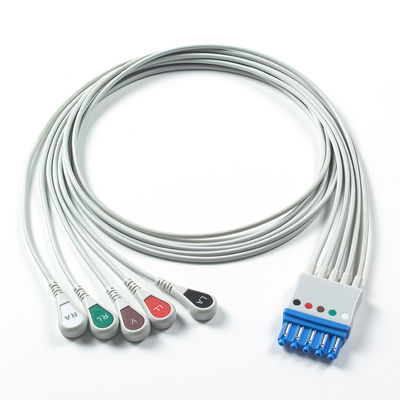 Compatible ECG Leadwires For Datascope/Maquet/Getinge 5 Lead, Snap AHA