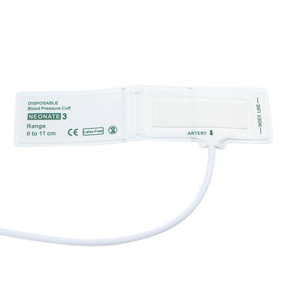 Single Tube Size 3 6-11cm Disposable Neonate NIBP Cuff Shelf Life 24 months Latex-free