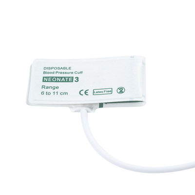 Single Tube Size 3 6-11cm Disposable Neonate NIBP Cuff Shelf Life 24 months Latex-free