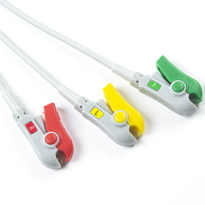 1m 3.0 Diameter Semi-finished ECG Cable 3Lead IEC Grabber Without Connector With 24 Months Shelf Life