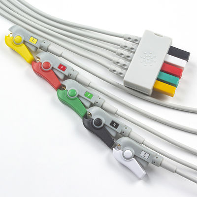 Siemens Patient Cable ECG 5 Lead Siemens IEC Grabber ECG Lead for Adult or Pediatric in Grey