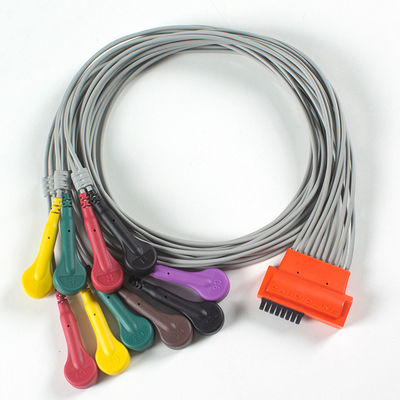 Compatible Cardioline Touch ECG 10Lead ECG Cable IEC Snap with Grey and Orange TPU