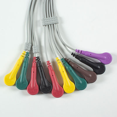 Compatible Cardioline Touch ECG 10Lead ECG Cable IEC Snap with Grey and Orange TPU
