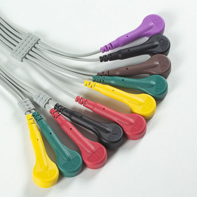 Compatible Cardioline Touch ECG 10Lead ECG Cable IEC Snap with Grey and Orange TPU
