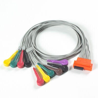 Compatible Cardioline TouchECG HD+ 10 Lead Holter ECG Cable with TPU Material and IEC Color Coding