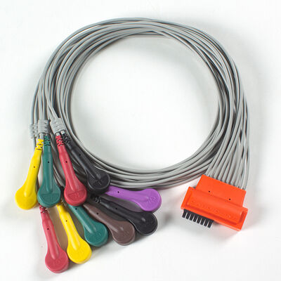 Compatible Cardioline TouchECG HD+ 10 Lead Holter ECG Cable with TPU Material and IEC Color Coding