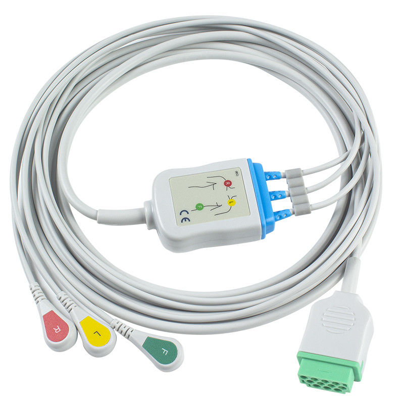 GE Marquette 2021141-002 2001292-001 ECG Cables and Leadwires 3 Lead IEC snap 11pin Connector ECG Cable