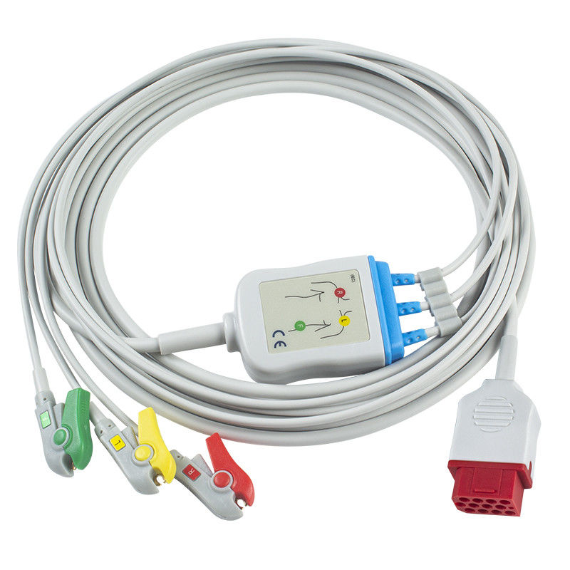 Bionet New BM3 BM5 ECG Cables And Leadwires 12 Pin Connector ECG Cable 3 Lead IEC Grabber Clip