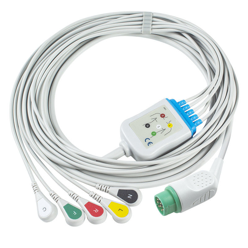 Compatible Siemens Drager 5 Lead Iec Snap Ecg Lead Cable / Ecg Lead Wire Set