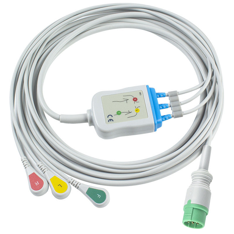 For Schiller Compatible Ecg Cables And Leadwires Direct Connect 3 Lead Iec Snap