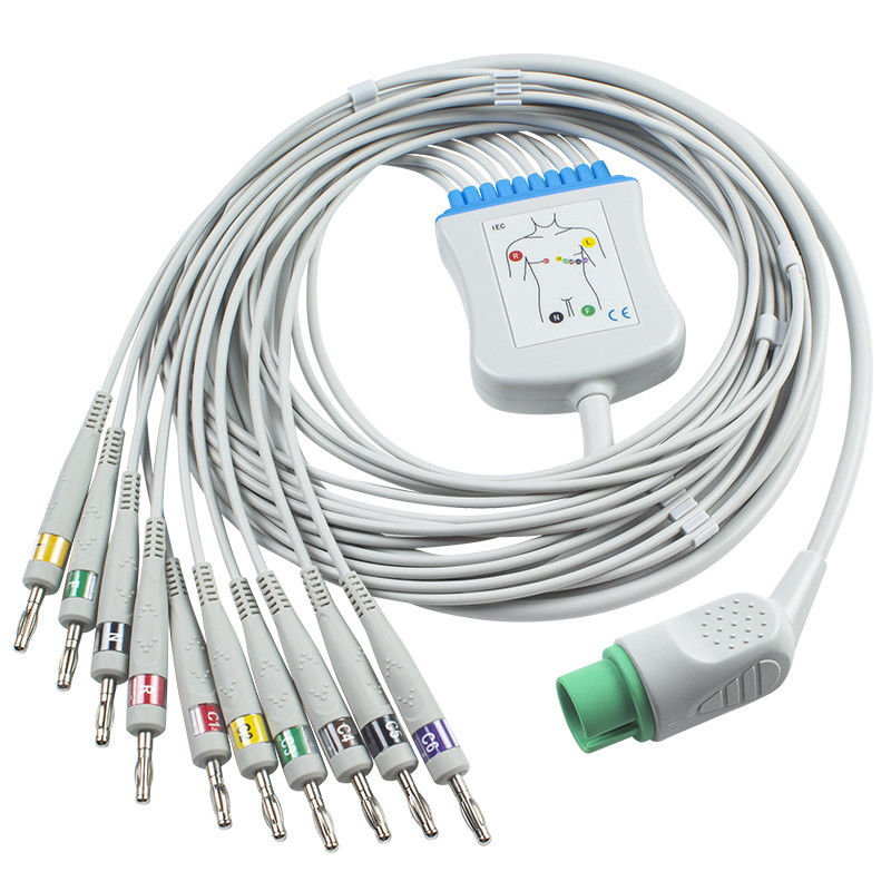 Spacelabs EKG Cable For Spacelabs 90367, 90369, 90496, 91496, Ultraview15 Pin IEC Banana 4.0