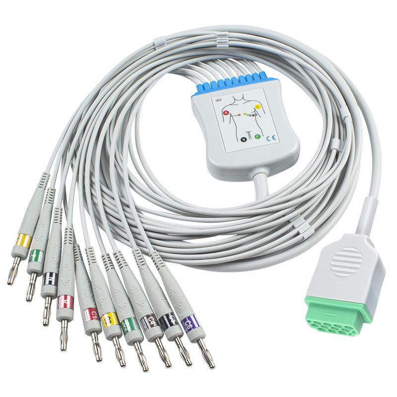 GE Healtcare Marquette 10 lead EKG Cable for Cath-Lab Dash Eagle Mac Lab PDM Module SOLAR IEC Banana 4.0