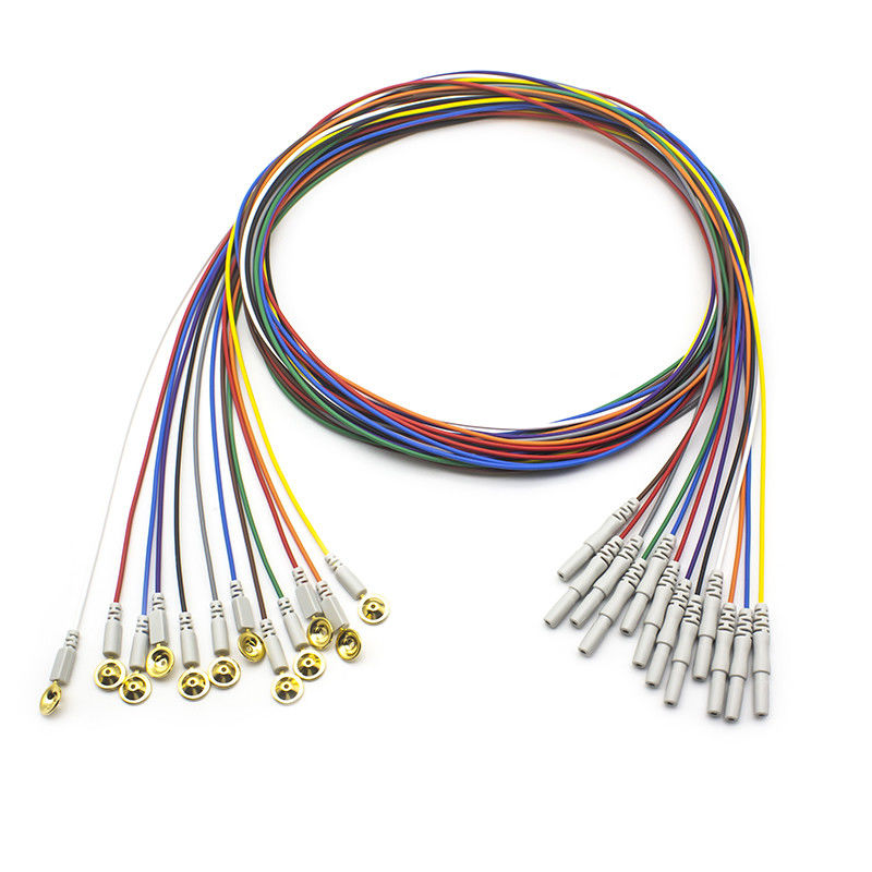 EEG Electrodes Din 1.5 Plated With Gold Colorful EEG Leadwires Electrodes 1.5Meters 10pcs per set