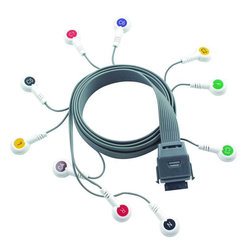 Grey 10 Lead ECG Holter Cable Compatible for Edan Biomedical Instrument IEC Snap