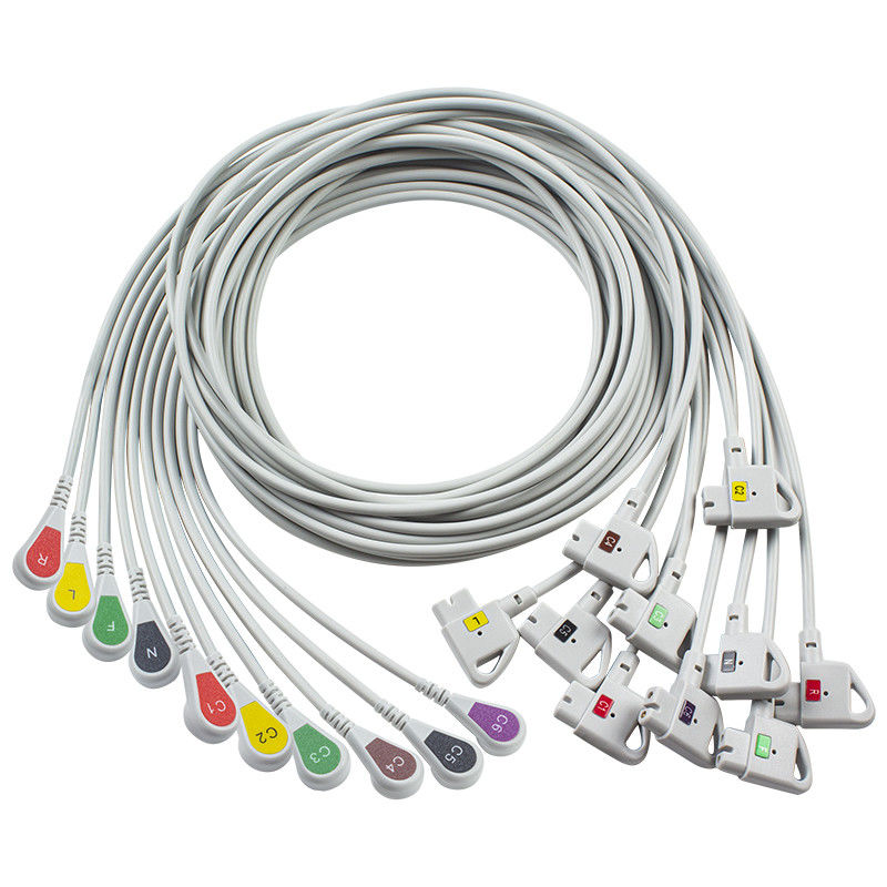 Compatible P-hilips Trim 10Lead ECG Cable IEC Snap for PageWriter Trim I, PageWriter Trim II