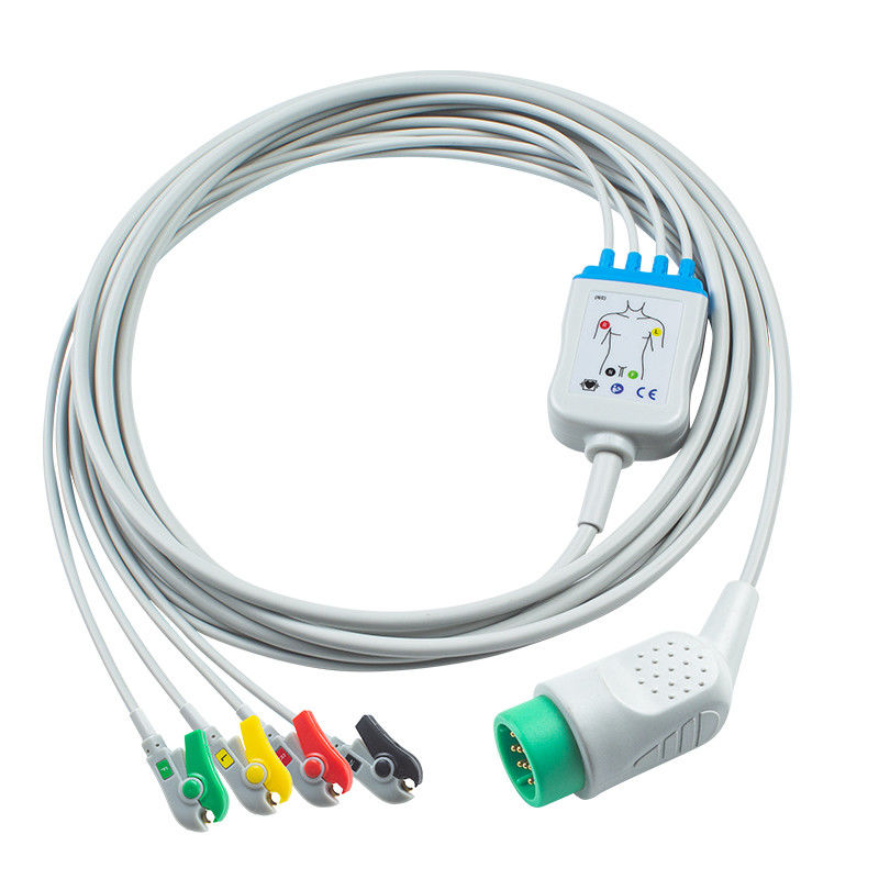 Snap/Pinch Patient End 4Lead ECG Cable For Medtronic Lifepak 20e AHA/IEC Color Coding