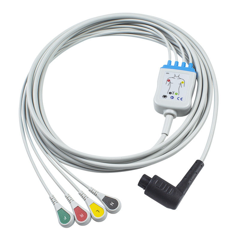 2.5m 5.0 diameter Compatible Corpuls 3 ECG Cable 4Lead IEC Grabber for Patient End