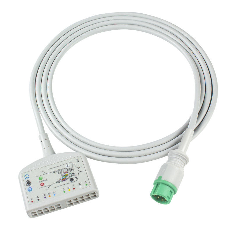 TPU Dynascope DS-5100E 12Pin ECG Patient Cable 10Lead for Adult/Pediatric Compatibility