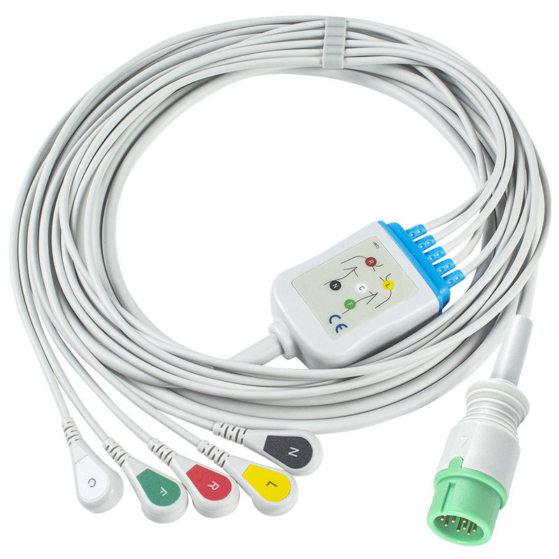 Compatible ECG Cable 5 Leads For Medetec Cardiac Monitor ECG England IEC Snap