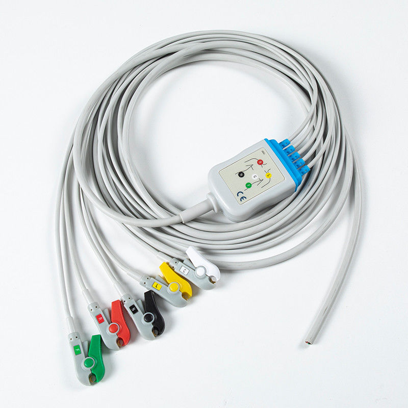 Semi-finished ECG Cable without Connector 5Lead ECG Grabber IEC 2.5m 5.0 Diameter