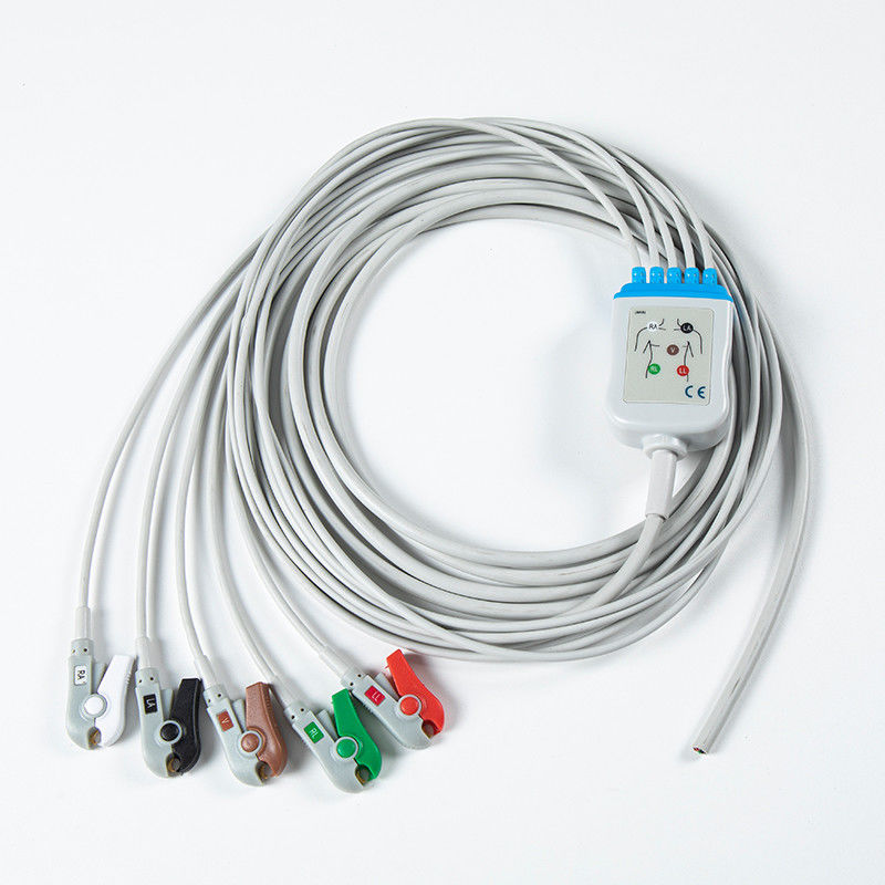 5 Lead Grey AHA Grabber Semi-finished ECG Cable Spare Parts For Hospital Equipment