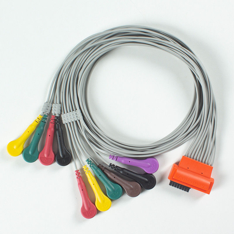 Compatible Cardioline Touch ECG 10Lead ECG Cable IEC Snap with Grey and Orange TPU