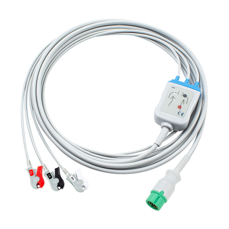 Yonker 12Pin E12 One direct ECG Cable ECG Cables and Leadwires 3Lead AHA IEC