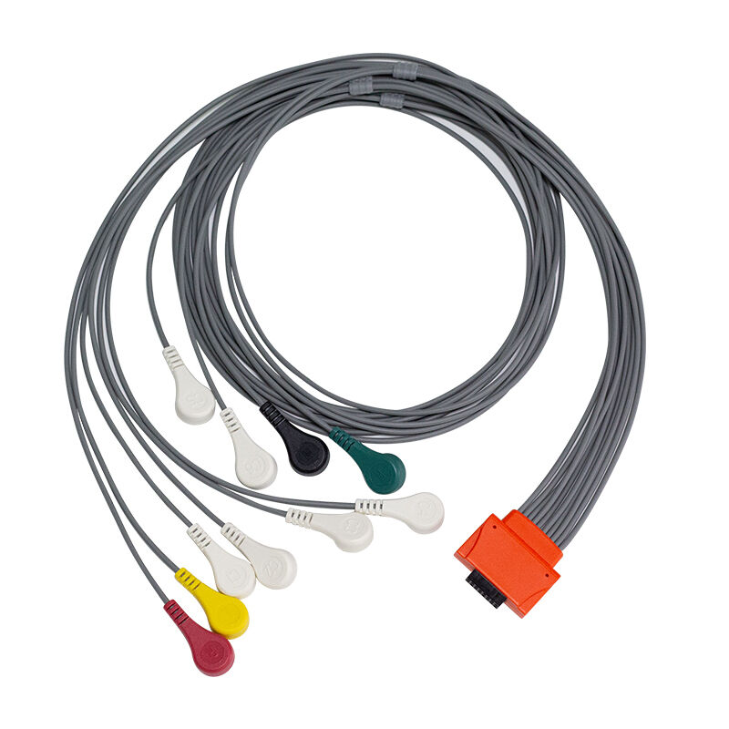 Compatible Cardioline Walk400h Clickholter NG 5 7 Lead TPU Material IEC Color Coding ECG Holter Cable