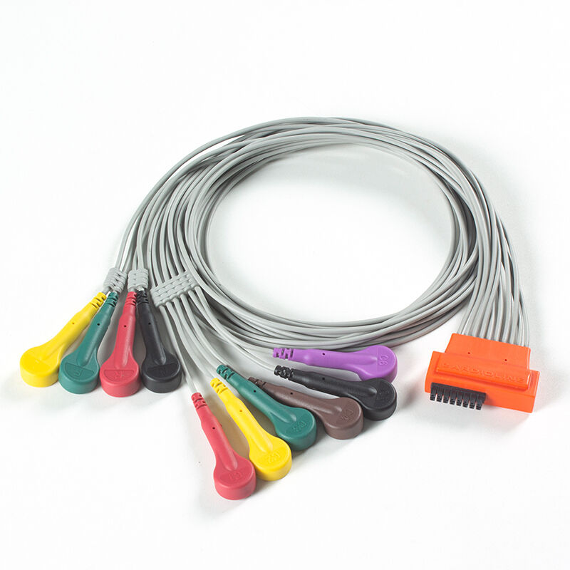 Compatible Cardioline TouchECG HD+ 10 Lead Holter ECG Cable with TPU Material and IEC Color Coding
