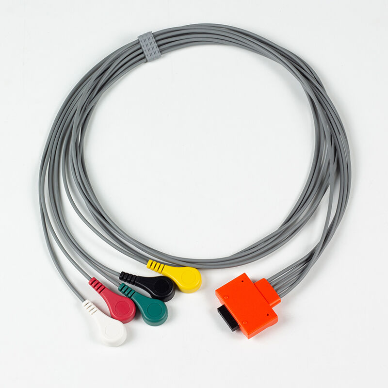 Compatible Cardioline Walk400h Clickholter 5 Lead Wire Holter ECG Cables EKG Holter Cable and Leadwires