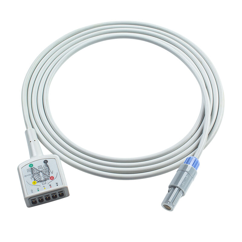 GE 7Pin Vivid ECG Trunk Cable Din style 5/3lead Cable 2.5M