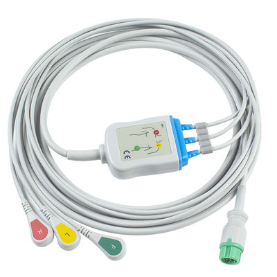 Nihon Kohden ECG Cables and Leadwires CB-72353P 11pin OEC-6102A Connector ECG Cable 3 Lead IEC snap