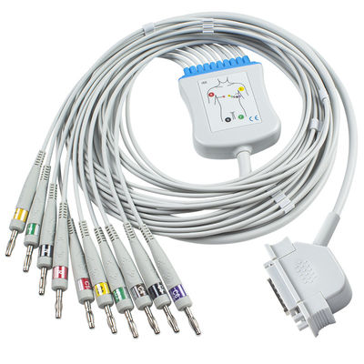 GE Hellige ECG Cable For Cardiosys Monitor EK36 EK403 EK4 EK413 EK43 EK512 EK53 EKG IEC Banana 4.0 Connector